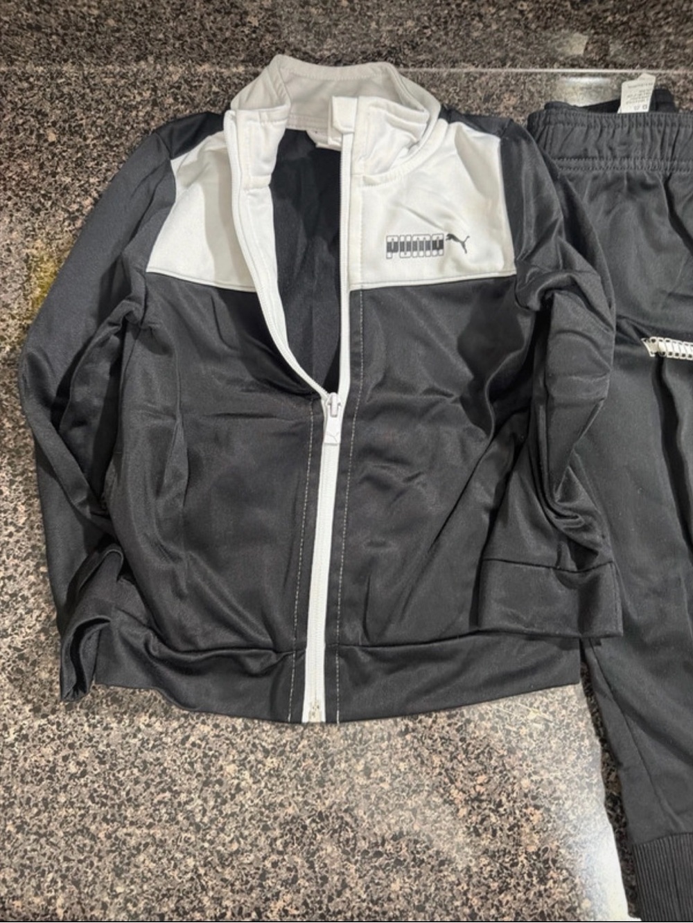 Puma Kids Black and White Performance Track Jacket Set